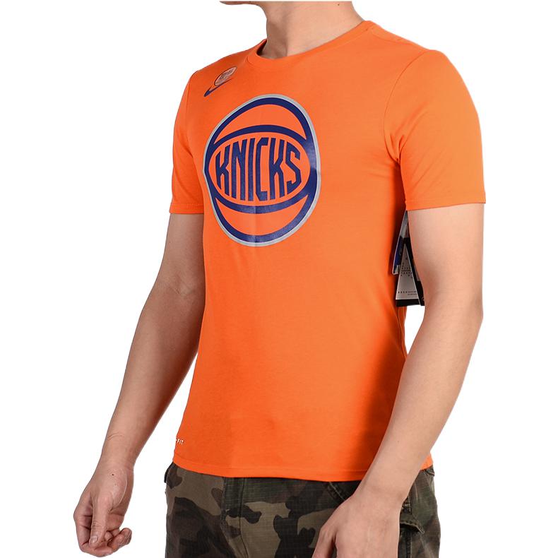 Men's Nike New York Knicks Basketball Alphabet Numeric Round Neck Short Sleeve Orange T-Shirt 870527-820