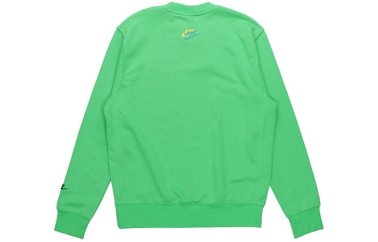 Men's Nike Contrasting Colors Logo Casual Sports Round Neck Embroidered Pullover Green DJ6915-362