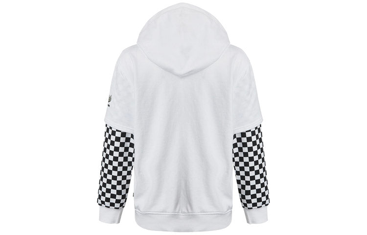 (WMNS) Vans Logo Embroidered Checkerboard Print Hoodies 'White Black' VN0A4UTNWHT