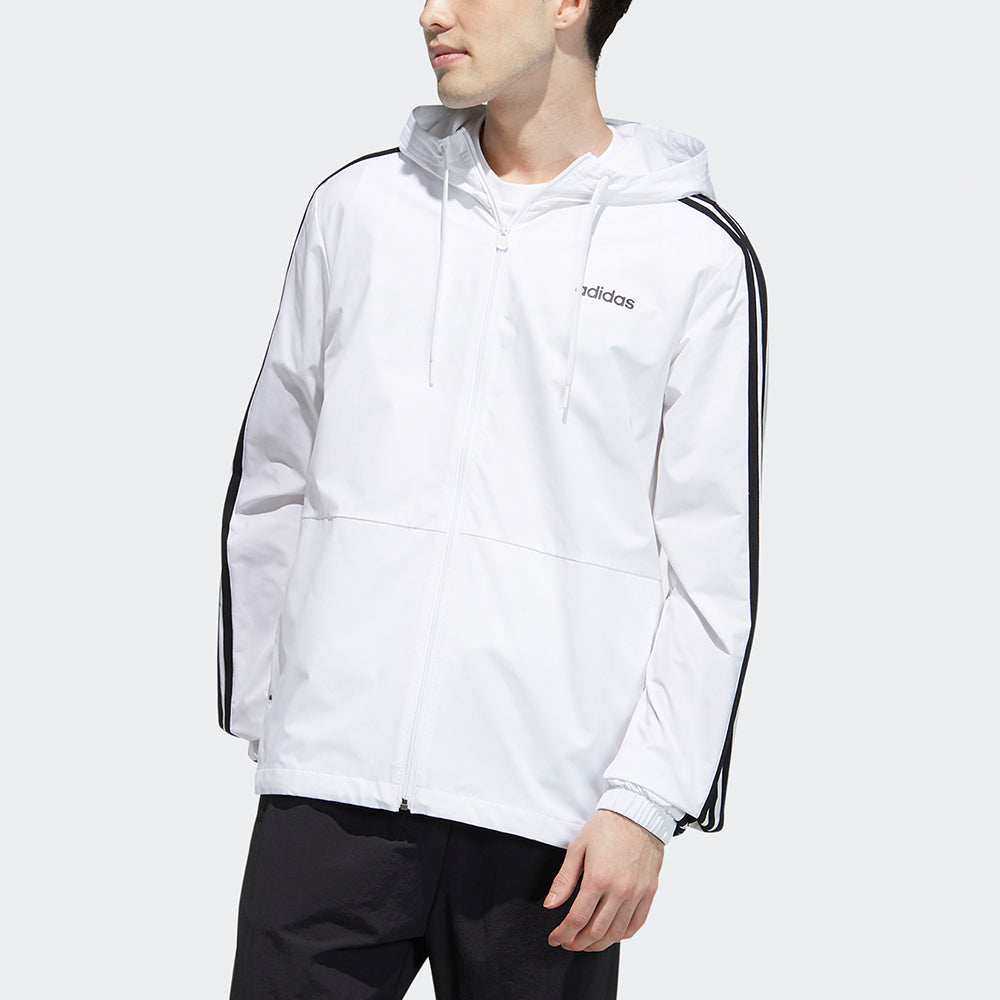 adidas neo M Ce 3s Wb Classic Stripe Windproof waterproof Sports Hooded Jacket White GP4907