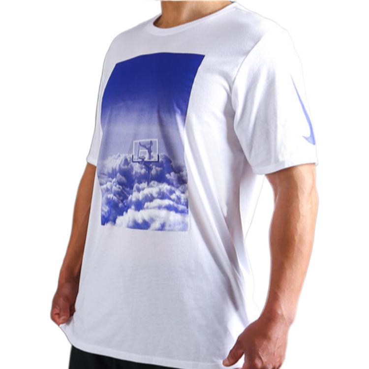 Men's Nike Dri-Fit Landscape Pattern Printing Round Neck Short Sleeve White T-Shirt 844505-101