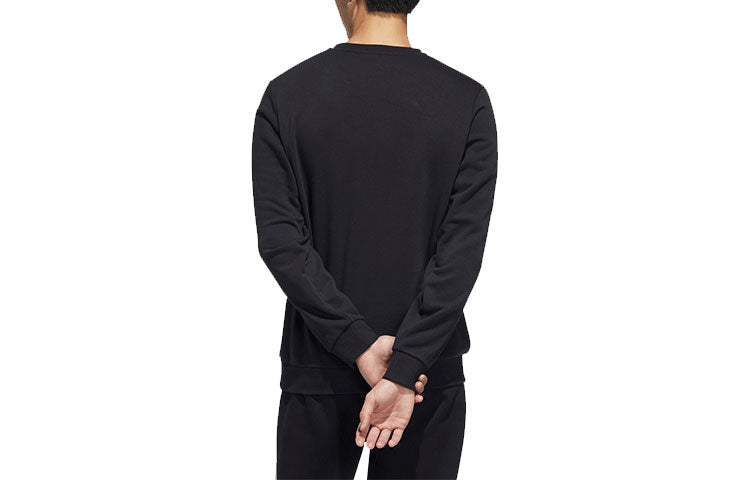 Men's adidas neo Side Stripe Sports Pullover Round Neck Black HD4668
