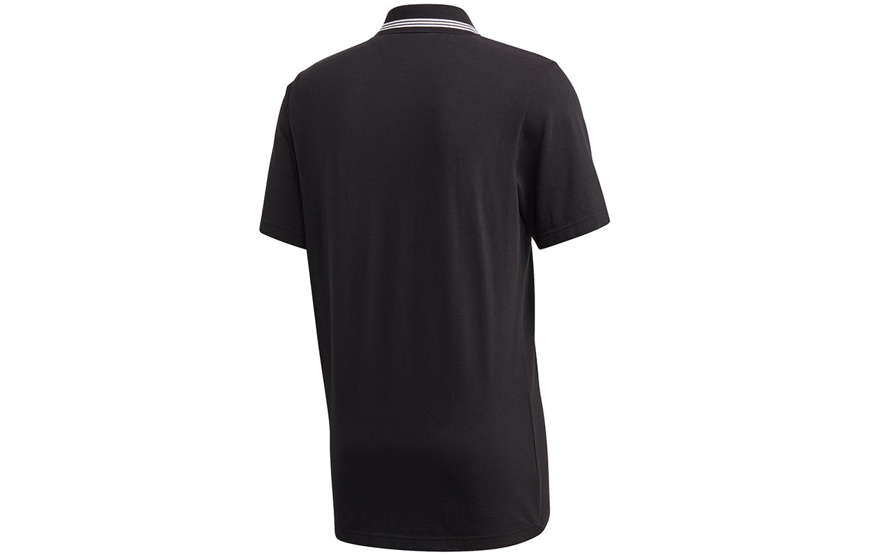 adidas originals Casual Sports Breathable Embroidered lapel Short Sleeve Polo Shirt Black FM9952