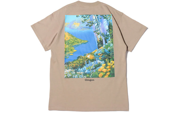 Nike ACG Crater Lake Sports Printing Pattern Round Neck Short Sleeve Khaki DA4878-247