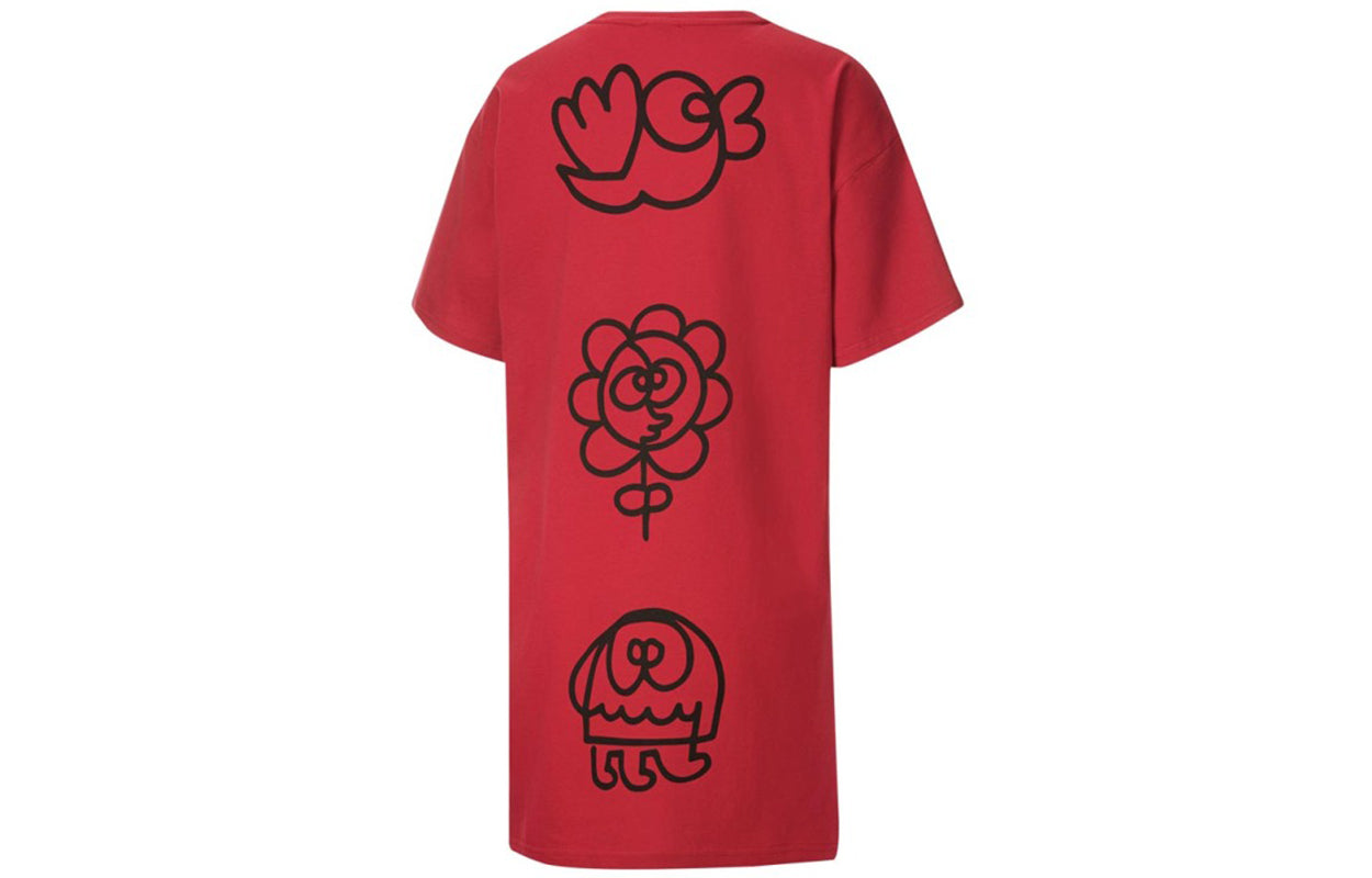 (WMNS) PUMA x Mr Doodle Short Sleeve Dress Red 530656-22