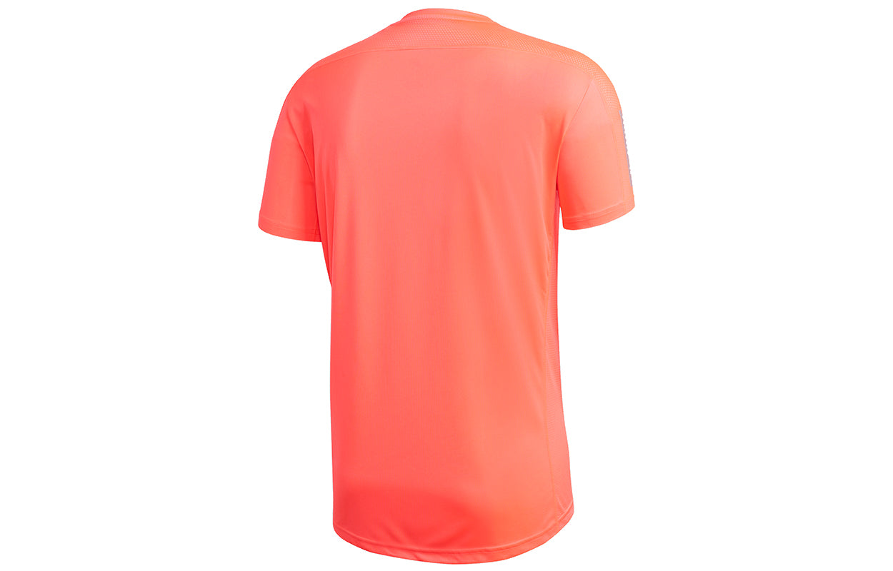 adidas Own the Run Tee Running Sports Reflective Stripe Round Neck Short Sleeve Pink Red FT1430