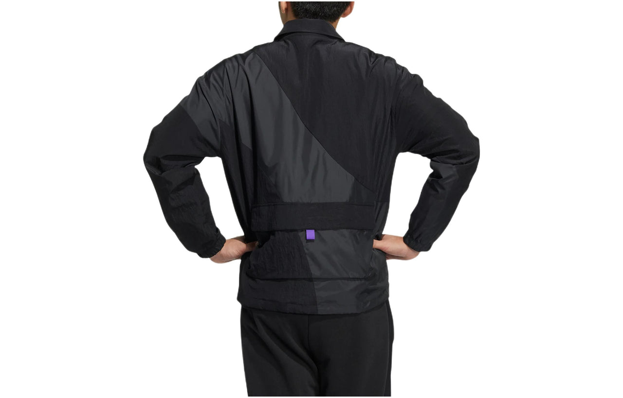 adidas neo Solid Color Logo Micro Mark Athleisure Casual Sports Woven Jacket Black HM7412