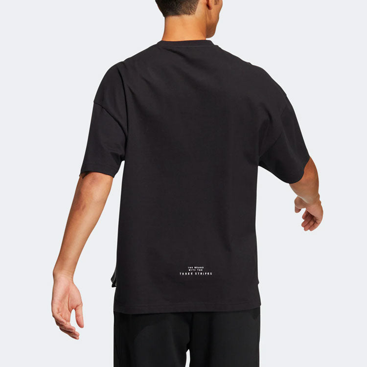 adidas Solid Color Sports Short Sleeve Tee 'Black' HC9979