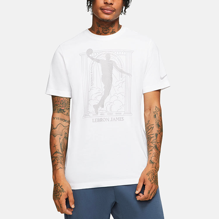 Nike Dri-FIT NBA Los Angeles Lakers Casual Sports Printing Round Neck Short Sleeve White CT4003-100