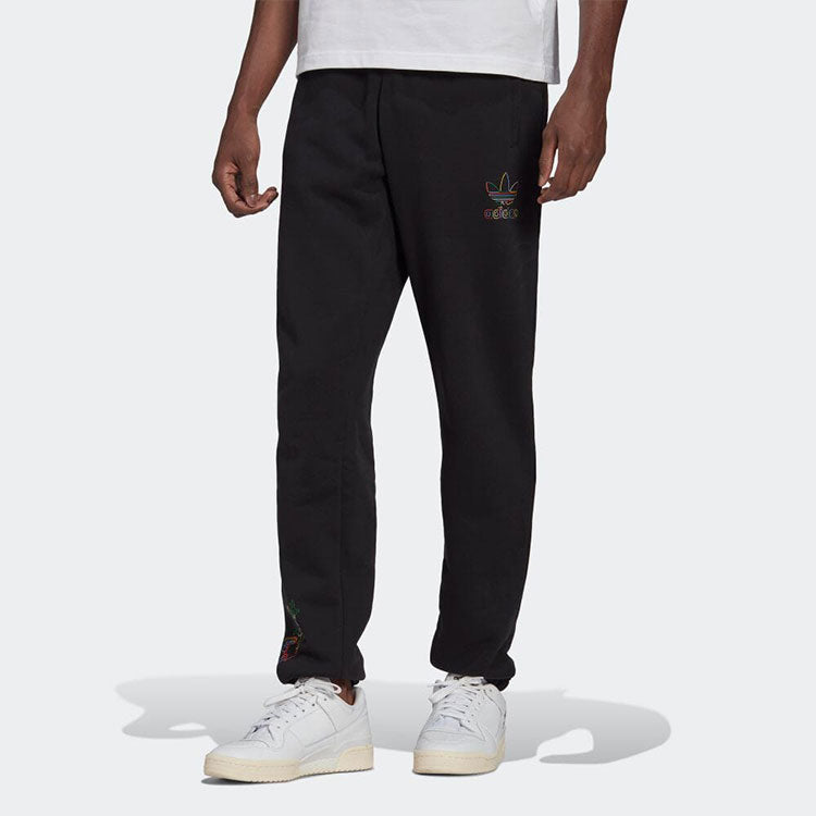 Men's adidas originals x Disney Crossover Solid Color Logo Casual Bundle Feet Sports Pants/Trousers/Joggers Black HF4926