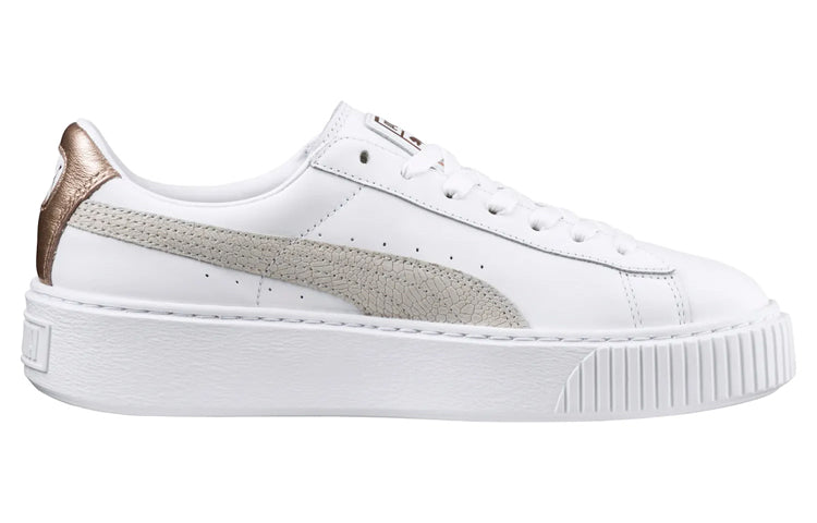 (WMNS) PUMA Basket Platform Euphoria RG 'White Gray Gold' 366814-02