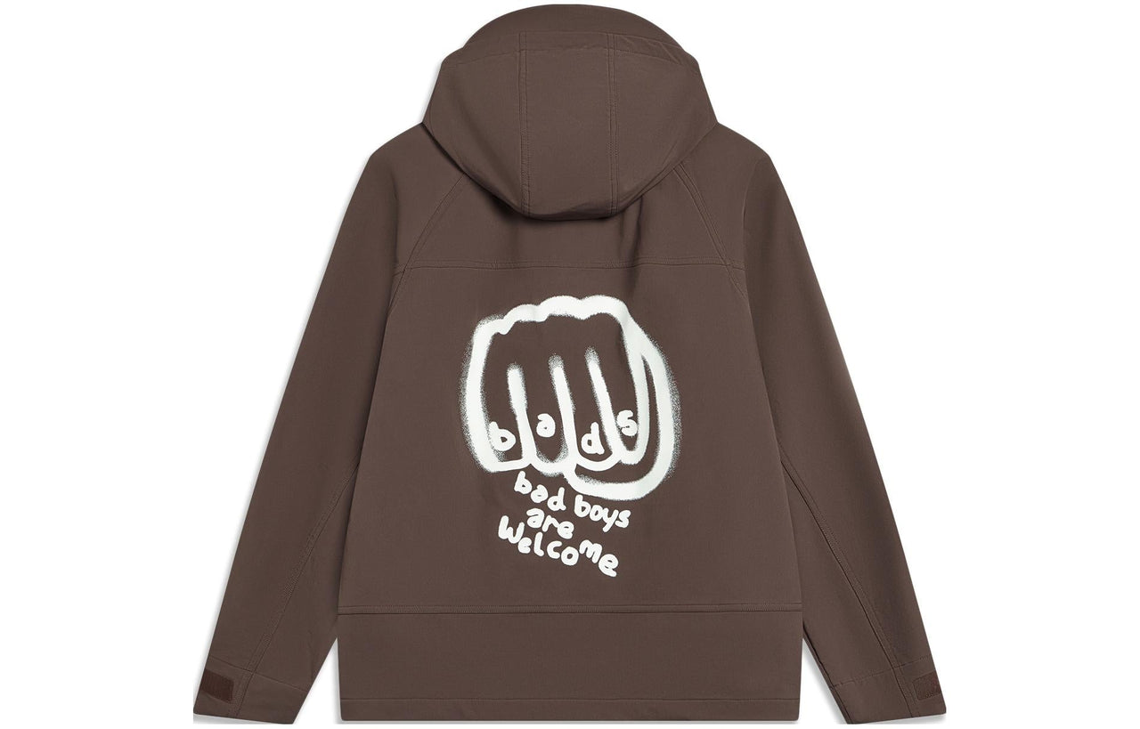 Li-Ning BadFive Graphic Hooded Windbreaker 'Brown' AFDT671-2