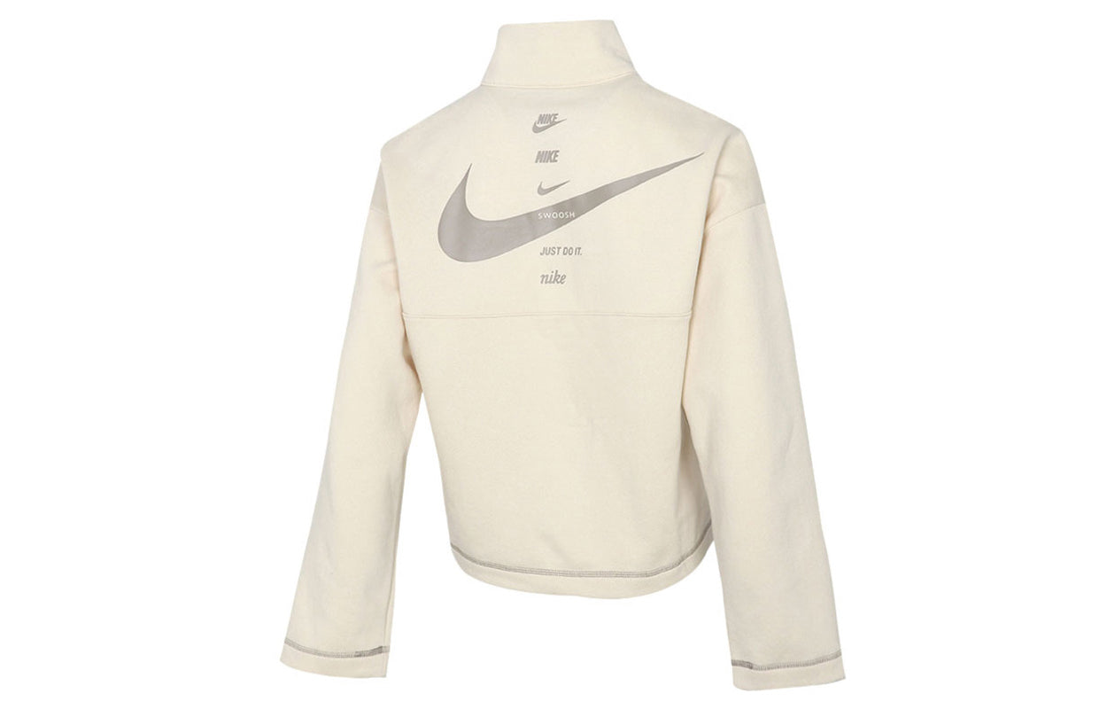 (WMNS) AS W Nike Sportswear SWSH Top HZ FLC BB FOSSIL CU6638-238