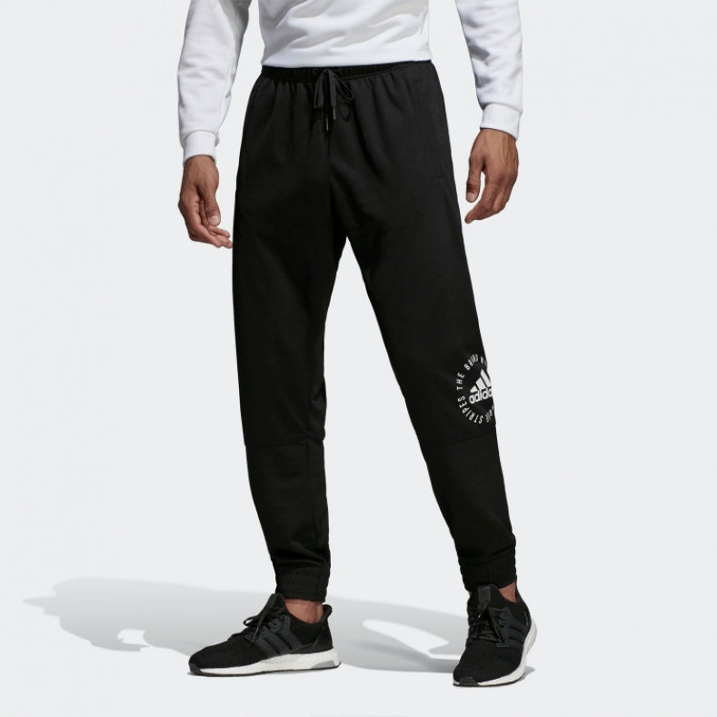adidas Training Running Printing Logo Knit Sports Long Pants Black DT9921