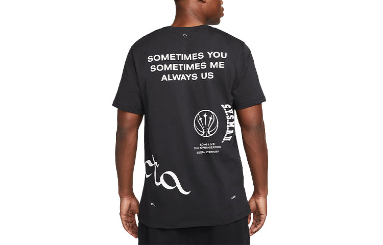 Men's Nike Alphabet Logo Printing Round Neck Short Sleeve Black T-Shirt DM1724-010