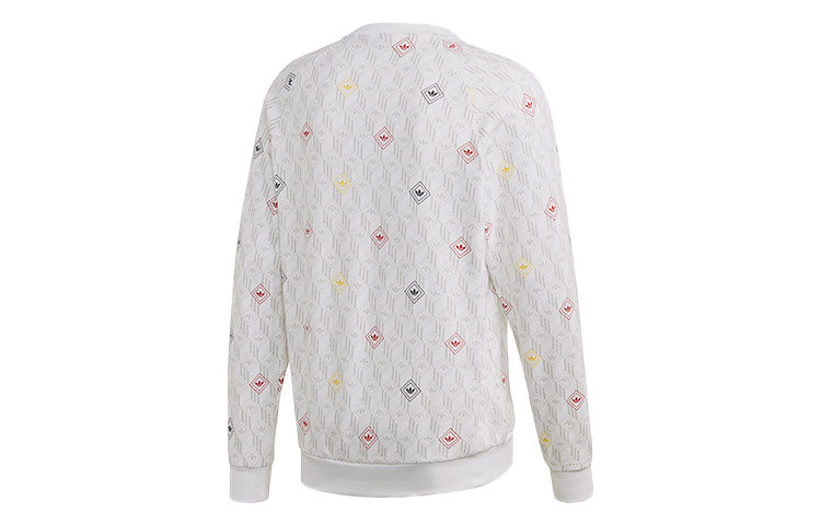 adidas originals Version Logo Printing Casual Sports Round Neck Pullover Long Sleeves White GD5843