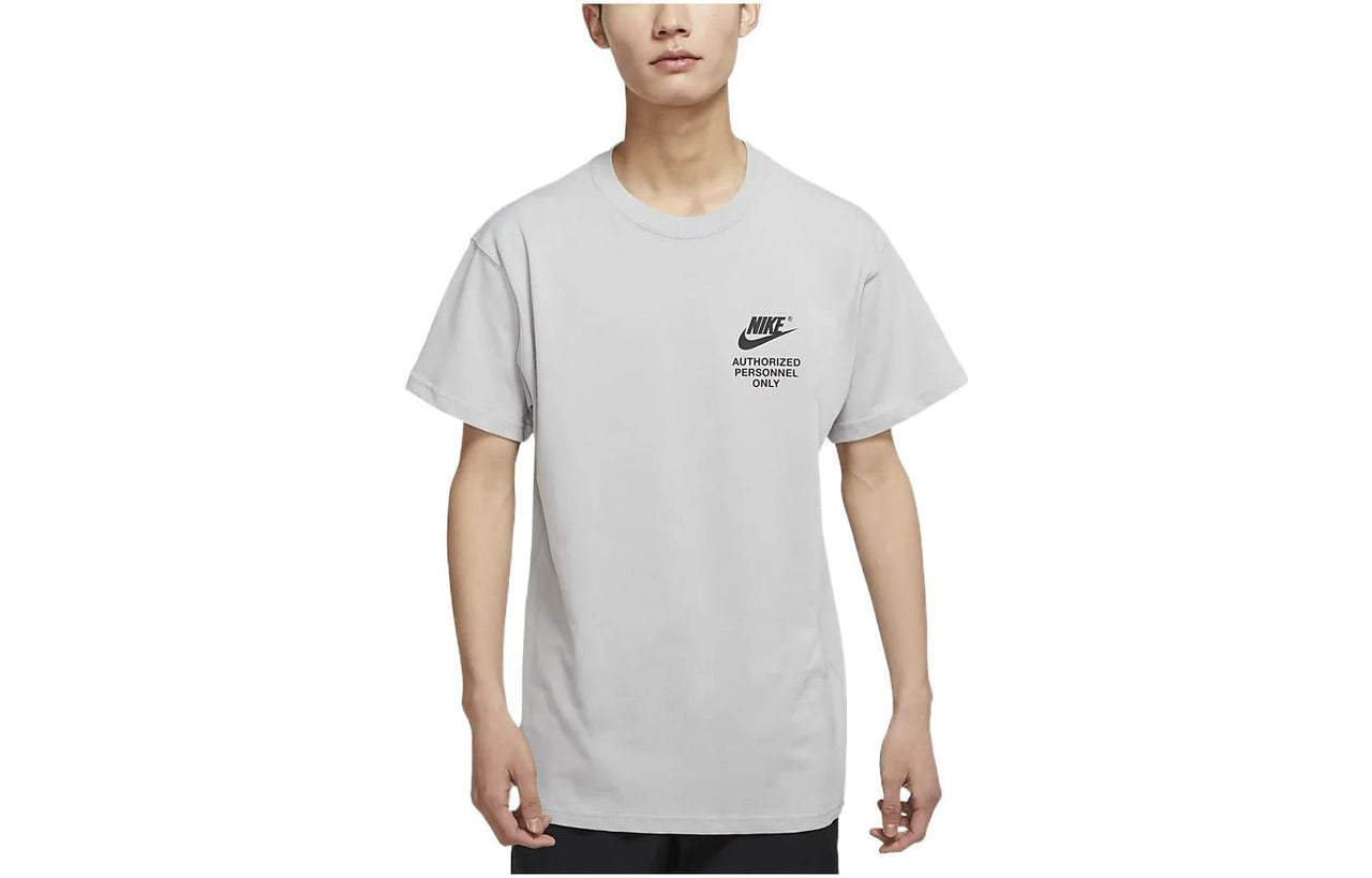Nike Printing Alphabet Logo Round Neck Cotton Short Sleeve Gray DM6428-077