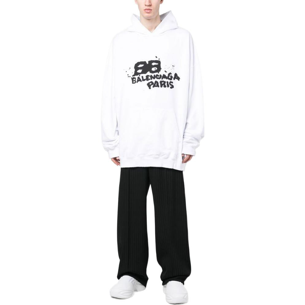 Balenciaga Hand-Drawn BB Icon Hoodie Large Fit 'White' 620973TNVQ19040