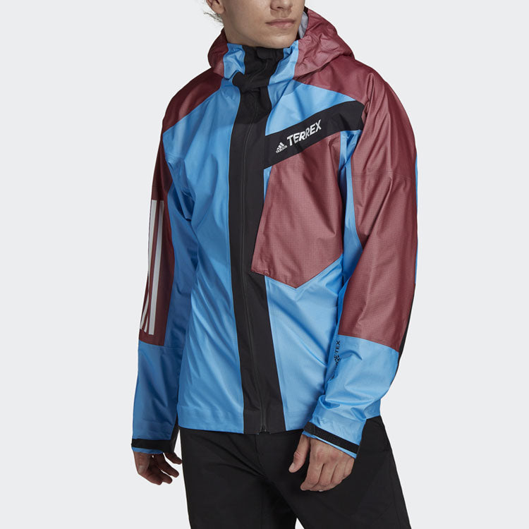 adidas Terrex Tr Light Gtx J Outdoor Sports Contrasting Colors Hooded Jacket Blue H55948