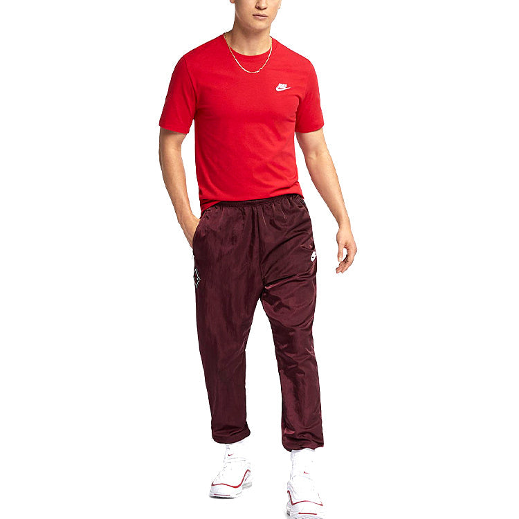 Nike Sportswear Club Embroidered Logo Sports Round Neck Short Sleeve Red AR4997-657
