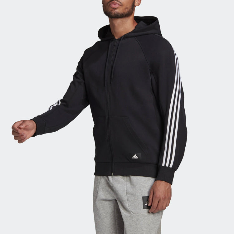 adidas Long Sleeves Zipper Hooded Jacket Black GM6450