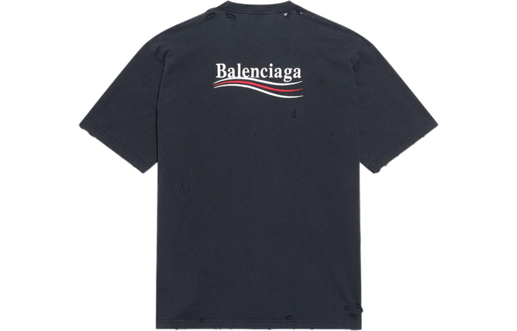 Balenciaga Political Campaign T-shirt Large Fit 'Washed Black' 641675TKVJ19034
