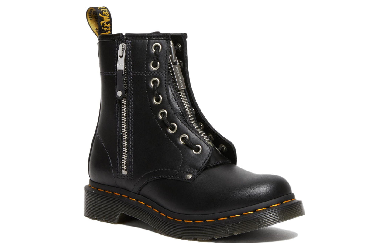 (WMNS) Dr. Martens 1460 Double Zip Leather Lace Up Boots 'Black' 27629001