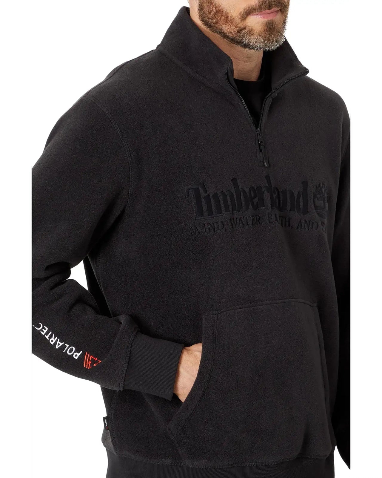 Timberland Linear Logo 1/4 Zip Sweatshirt 'Black' A2NRK-001