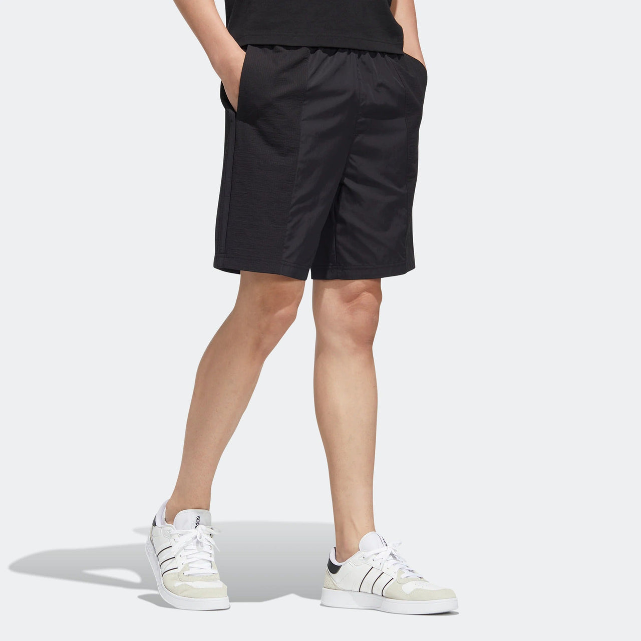 adidas neo Solid Color Elastic Waistband Athleisure Casual Sports Shorts Black HC9700