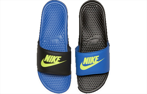 Nike Benassi JDI Mismatch Fashion Unisex Blue Black Slippers 'Black' 818736-074