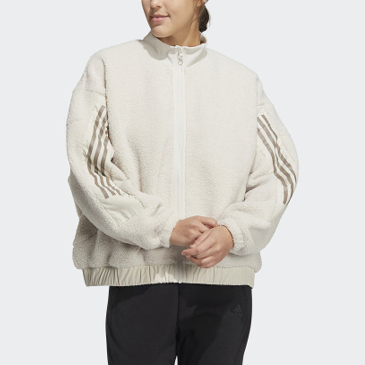 (WMNS) adidas Solid Color Zipper Stripe Casual Jacket Bauxite Brown HM7456