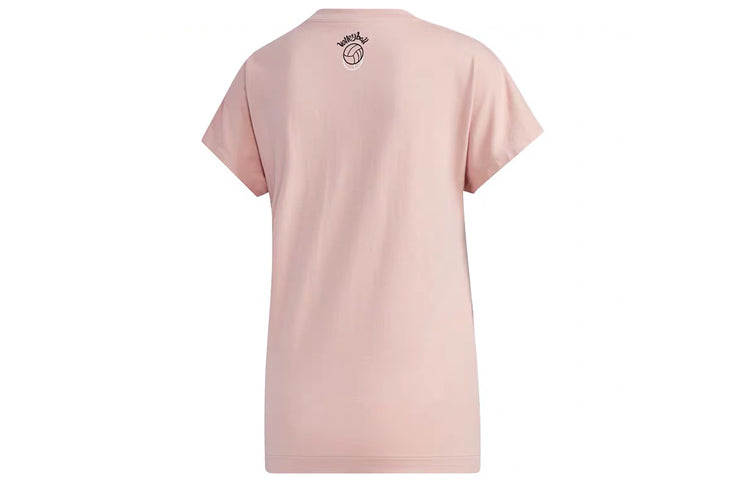 (WMNS) adidas neo Panda Tee Printing Loose Short Sleeve Pink Red GK1562
