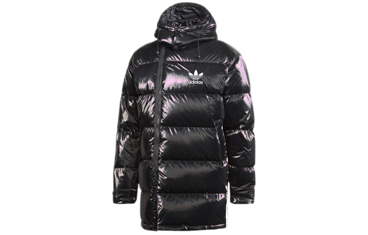adidas originals Thicken Windproof hooded mid-length Sports Down Jacket Black GJ6732