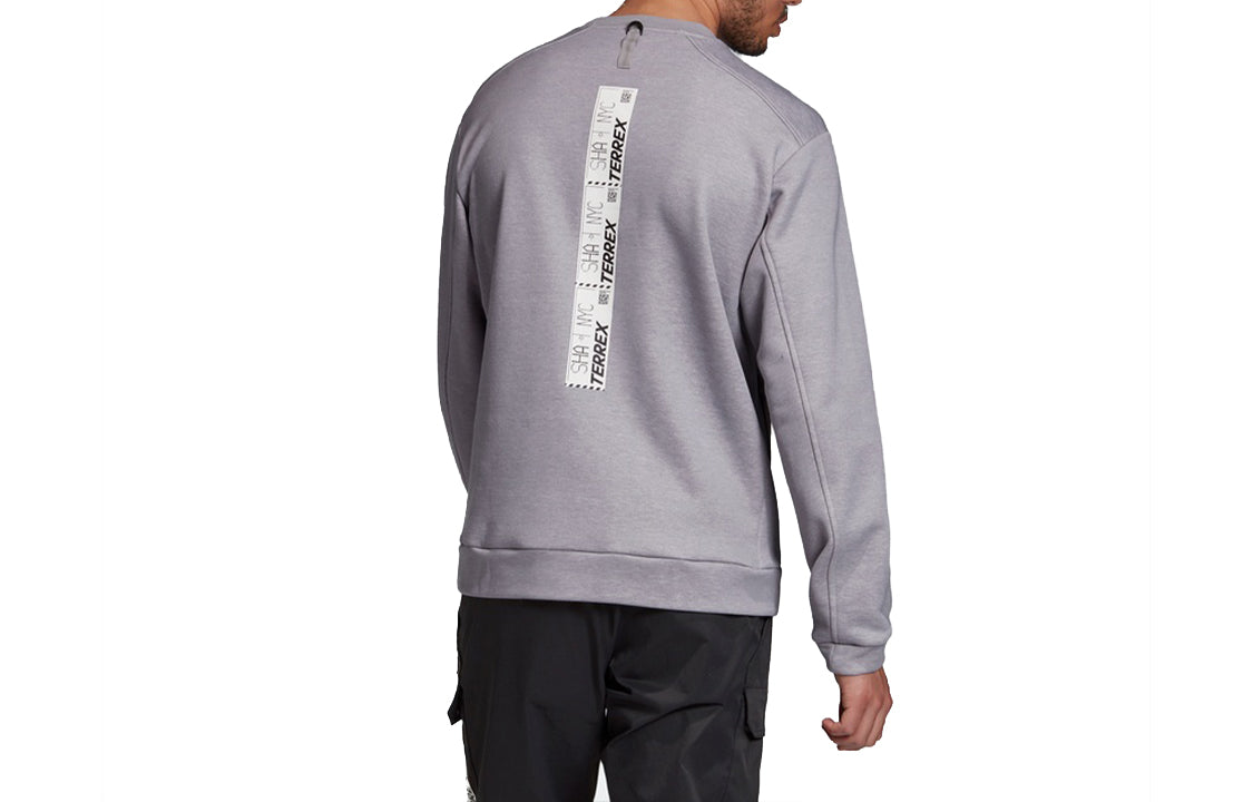 adidas Terrex Outdoor Solid Color Alphabet Pullover Gray GF0040