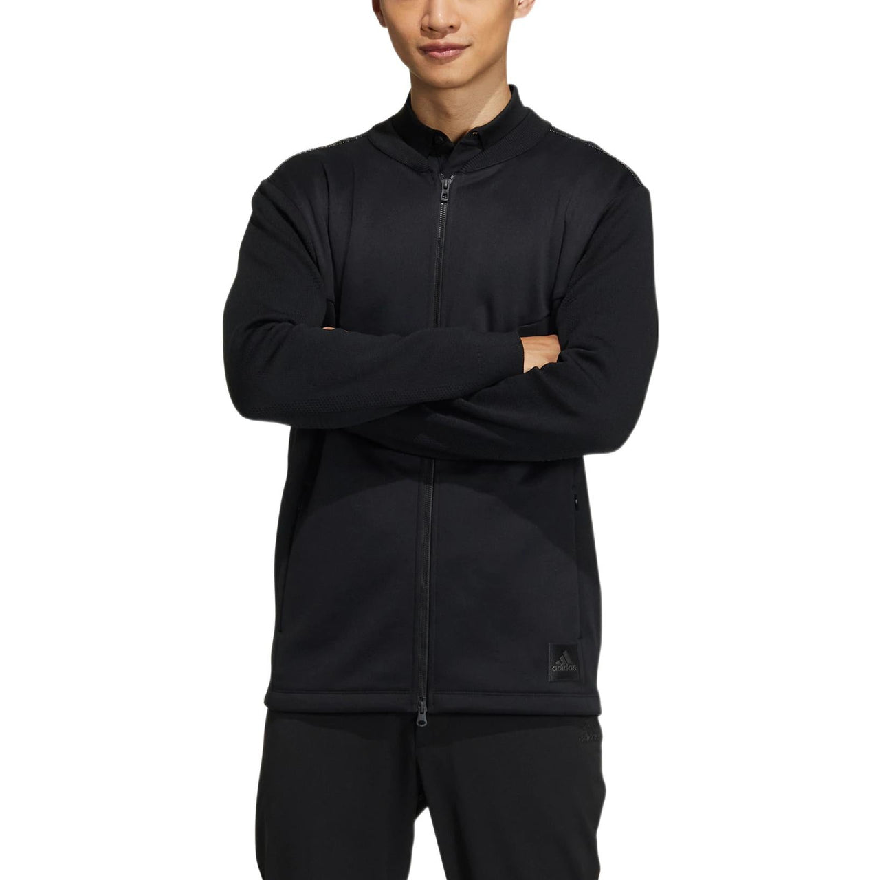 Men's adidas Logo Back Printing Stripe Zipper Jacket Black HG4135
