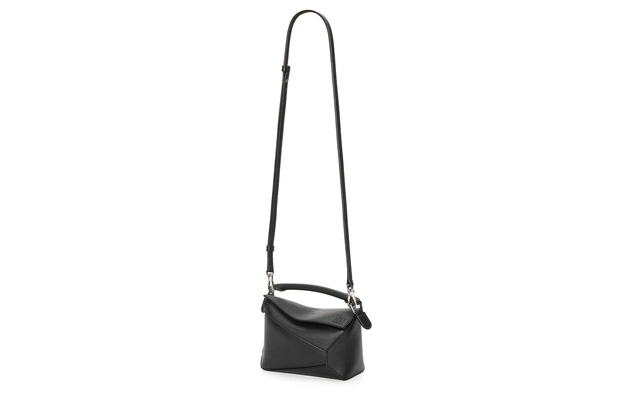 LOEWE Puzzle Cow Leather Handbag, Shoulder Bag, Crossbody Bag Mini Women's Black