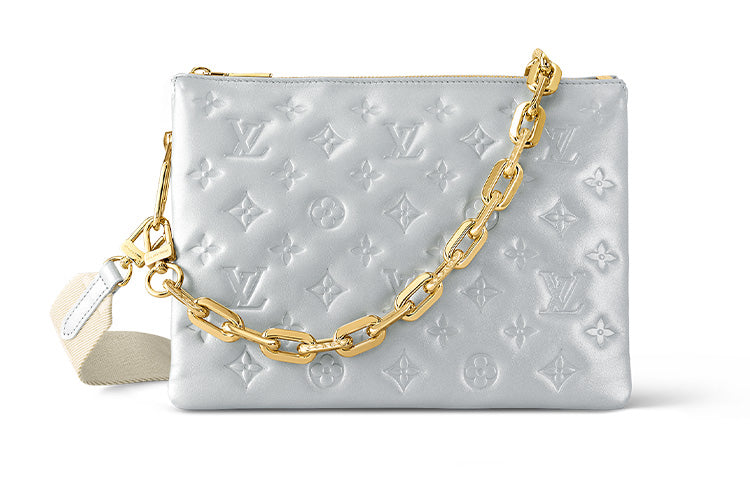 LOUIS VUITTON Coussin Sheepskin Handbag Shoulder Bag Crossbody Bag Small Size Women's Silver