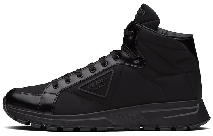 PRADA Prax 01 High Top Re Nylon And Brushed Leather Black