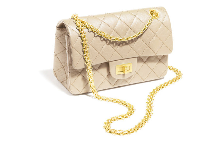 CHANEL 2.55 Calfskin Portable Crossbody Bag Shoulder Bag Women's Milk Tea