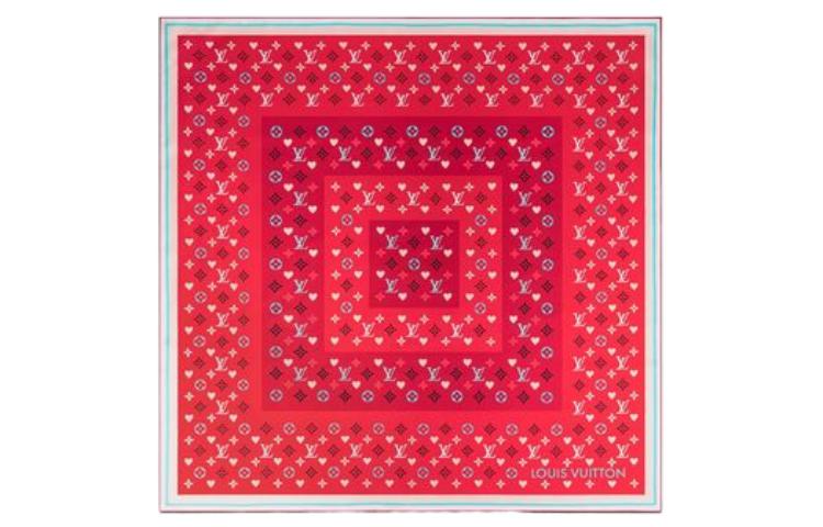 LOUIS VUITTON Silk Silk Scarf Women's Rose Red