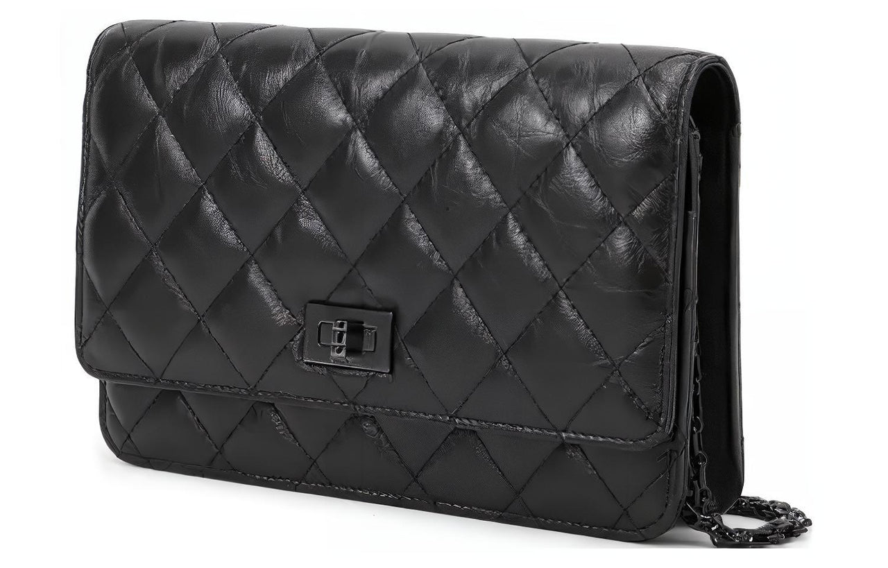 CHANEL 2.55WOC Leather Crossbody Bag Women's Black