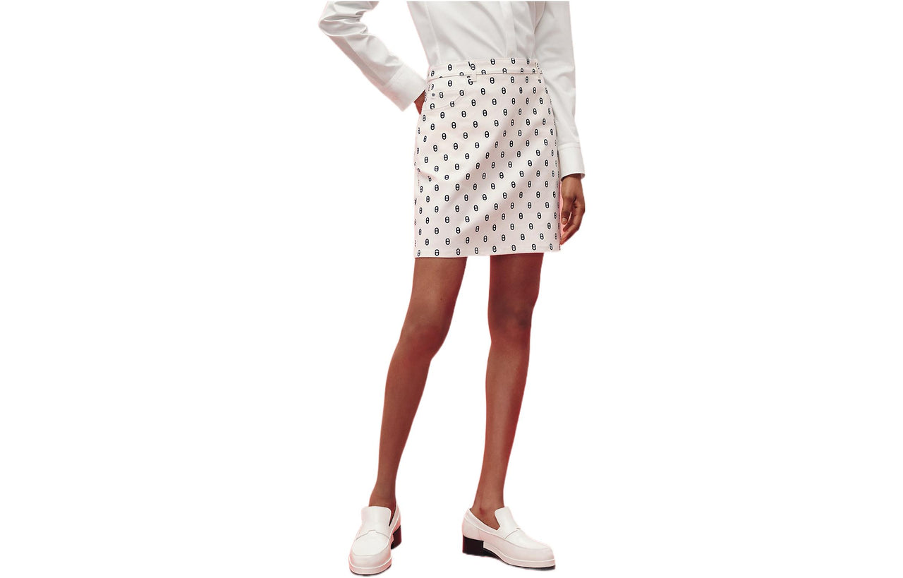 HERMES SS23 Casual Short Skirts Women's Gray White