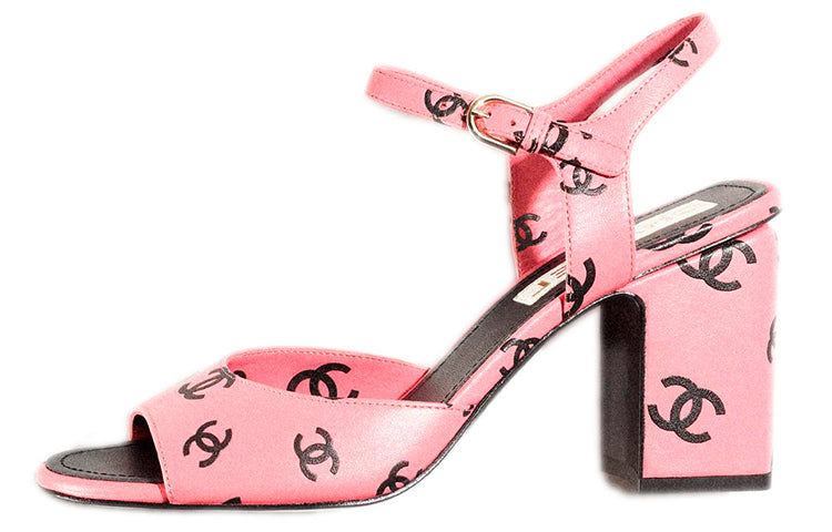 CHANEL Stylish Sandal 7.5cm Women's Black Pink