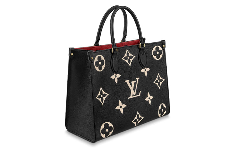 LOUIS VUITTON ONTHEGO Cow Leather Jungle Bag Tote Bag Shopping Bag Shoulder Bag Handbag Medium Size Women's Black