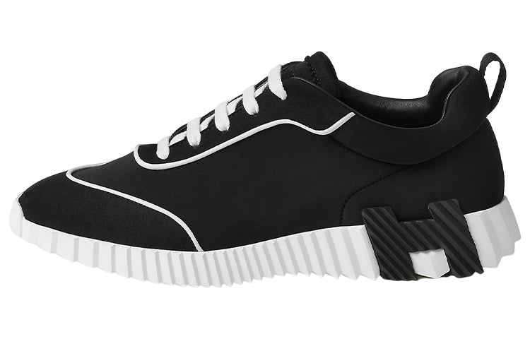 HERMES Bouncing Low-Top Sports Casual Shoes Men's Black White