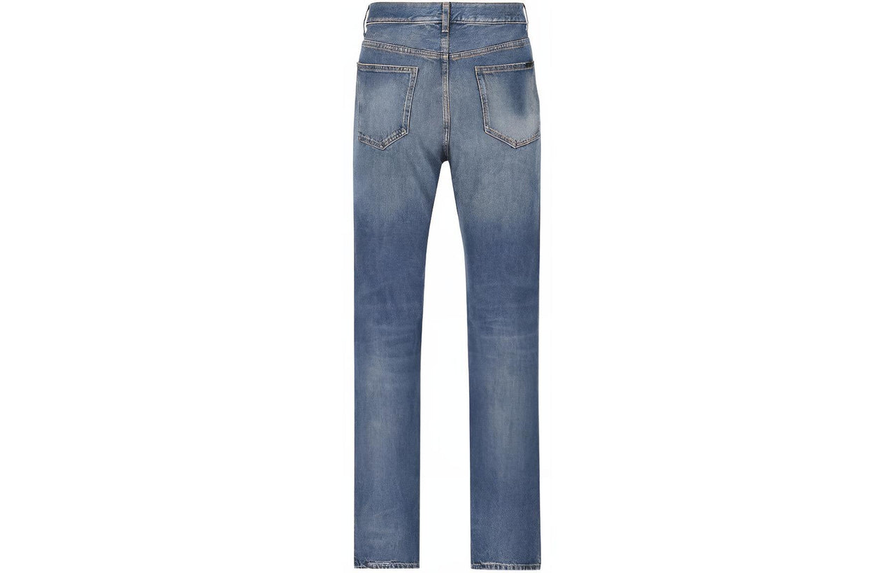 SAINT LAURENT Logo Patch Straight Leg Jeans