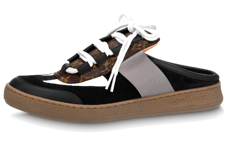 LOUIS VUITTON Odor Resistant Slide Slippers Women's Black Gray Brown