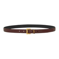 SAINT LAURENT Cow Leather Leather Belts Women's Red Sandalwood Width: 2CM