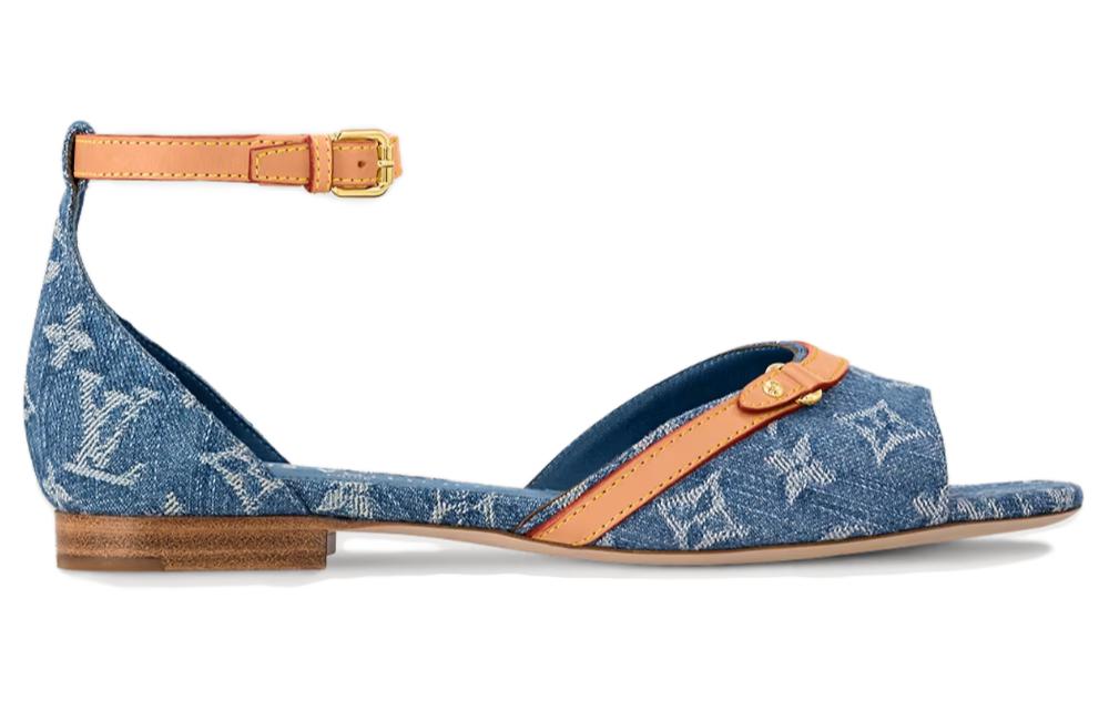 LOUIS VUITTON Helios One Strap Sandals Women's Blue