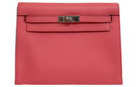 HERMES Kelly Danse Evercolor Leather One Shoulder Crossbody Clutch Regular Women's Summer Pink & Titan Green